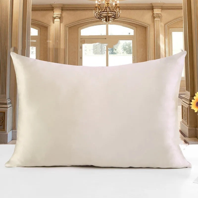 19 momme double-sided silk pillowcase showing apricot colour with sateen weave texture