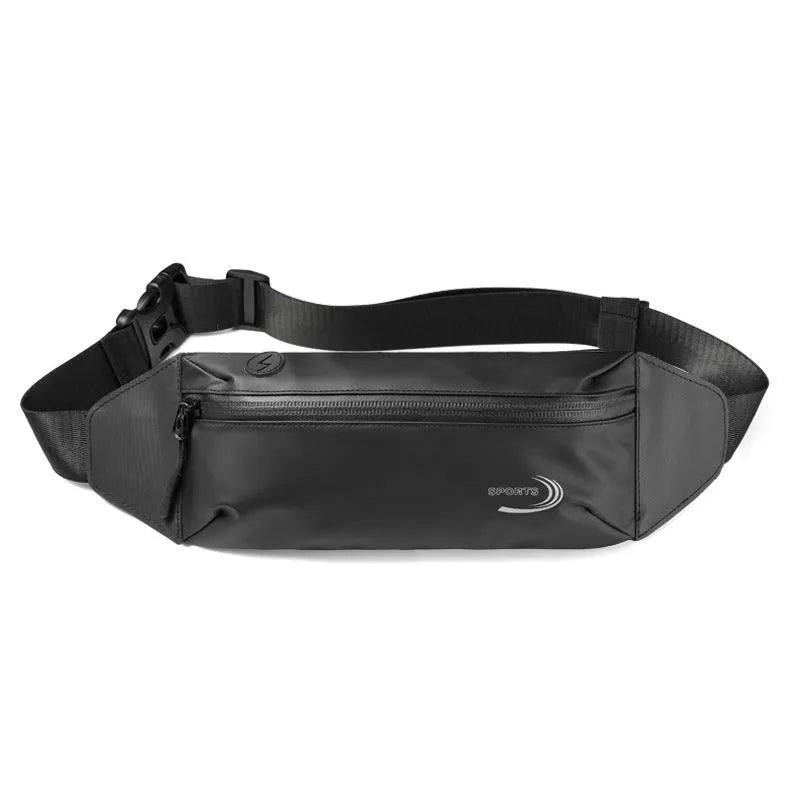 Men's blue waterproof waist bag made from Oxford polyester fabric for sports activities