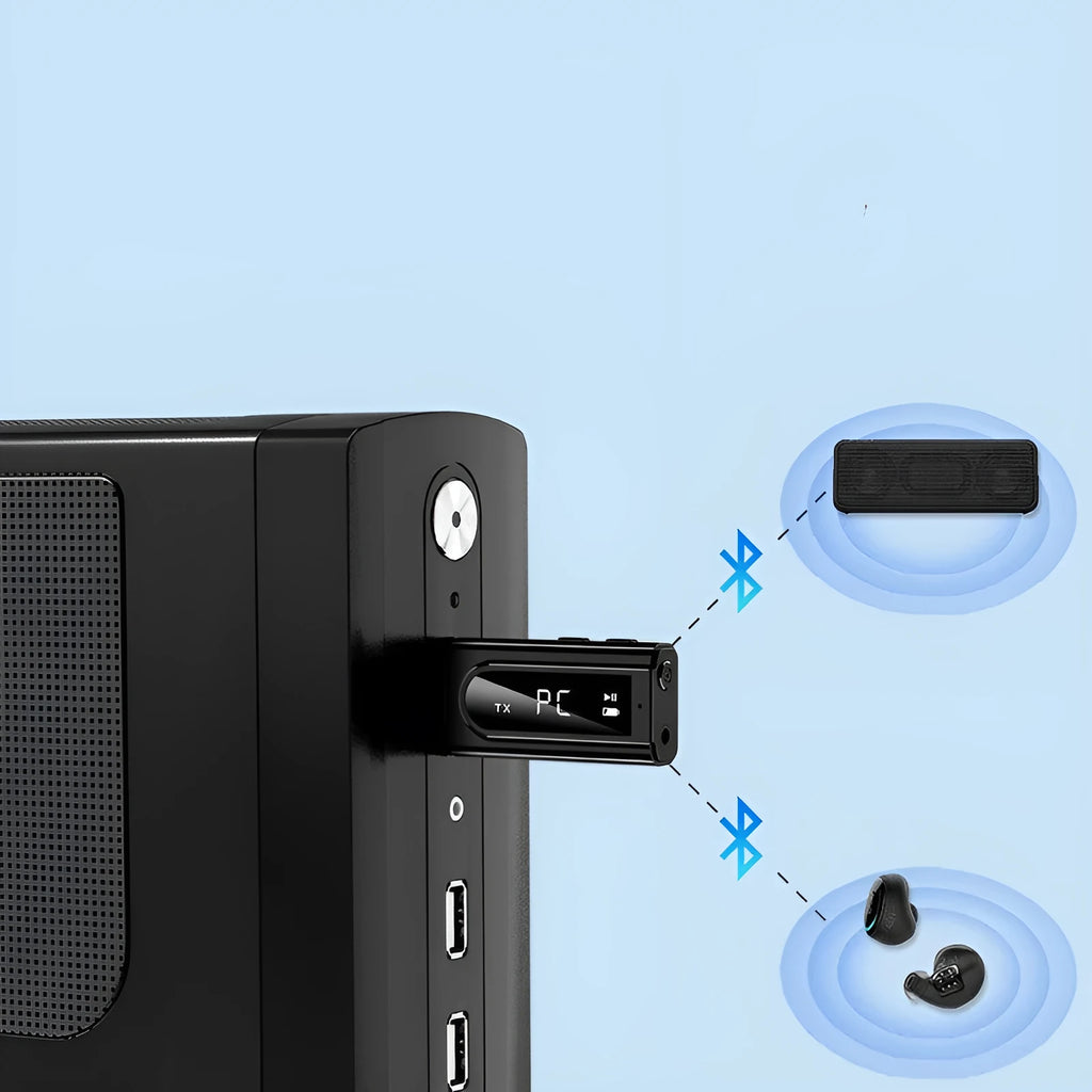 Black USB car FM Bluetooth receiver with AUX port for MP3 playback