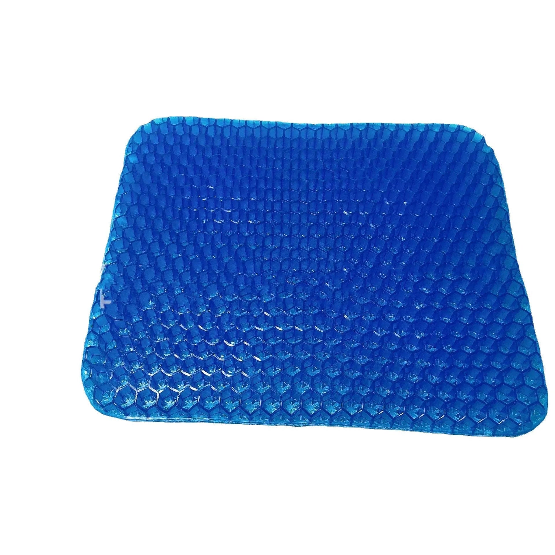 Gel seat cushion with honeycomb pattern showing removable PVC cover and anti-slip base