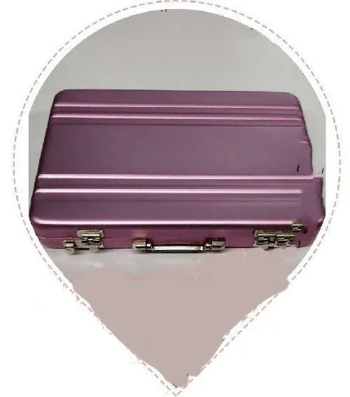 Aluminium alloy card holder in six colour options showing red, blue, black, silver, pink, and gold finishes