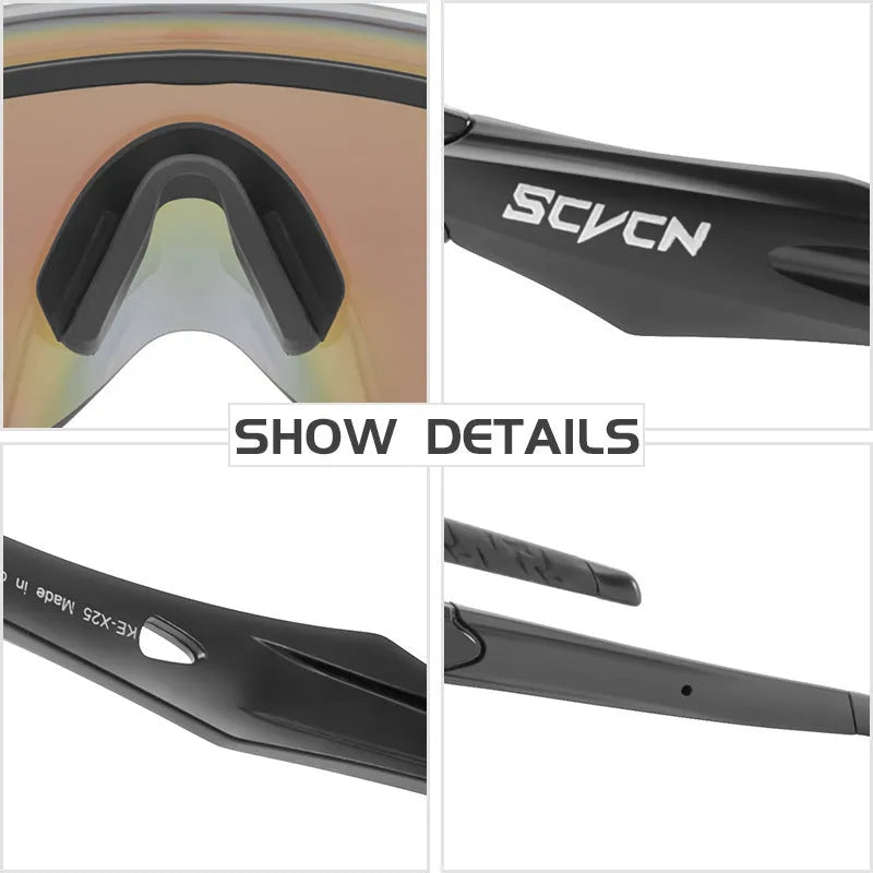 Frameless athletic windproof goggles with colourful integrated lens in sporty design