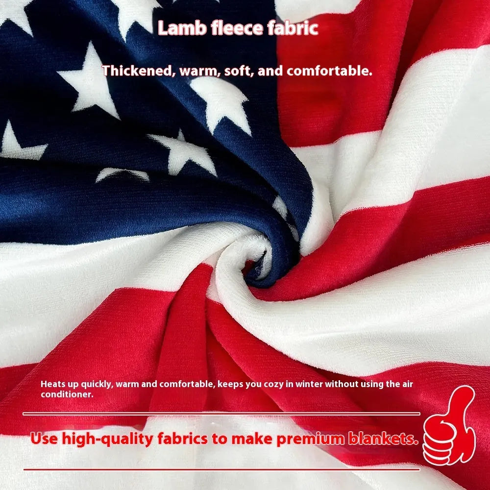 American style striped polyester fleece blanket shown in autumn colours, available in three sizes.