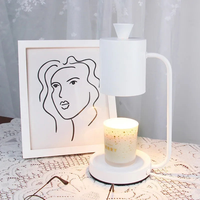 White European metal aromatherapy lamp with dimmer switch and wax melting dish