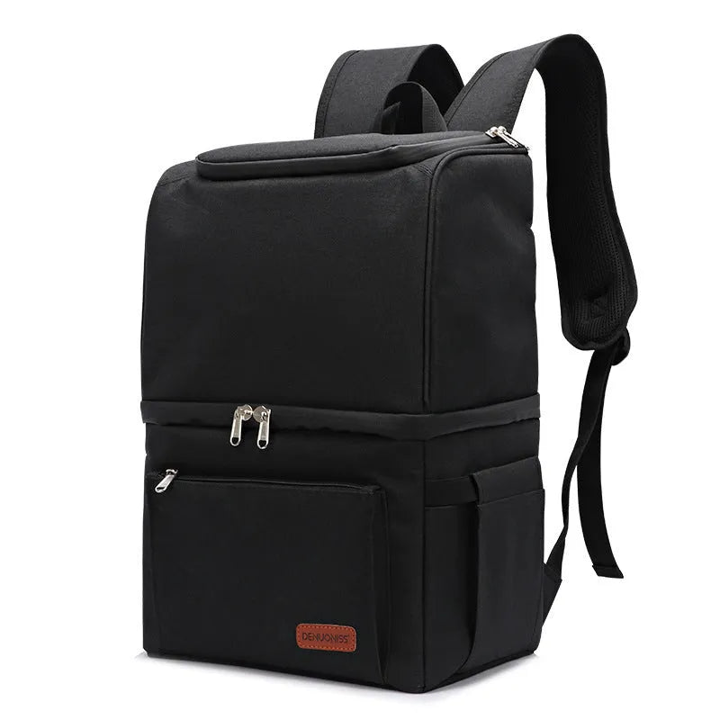 Double layer insulated picnic backpack with ice pack compartment in blue colour