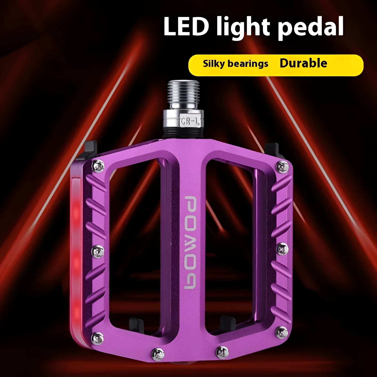 Aluminium alloy bicycle pedals with integrated 710LED luminous lighting in multiple colour options