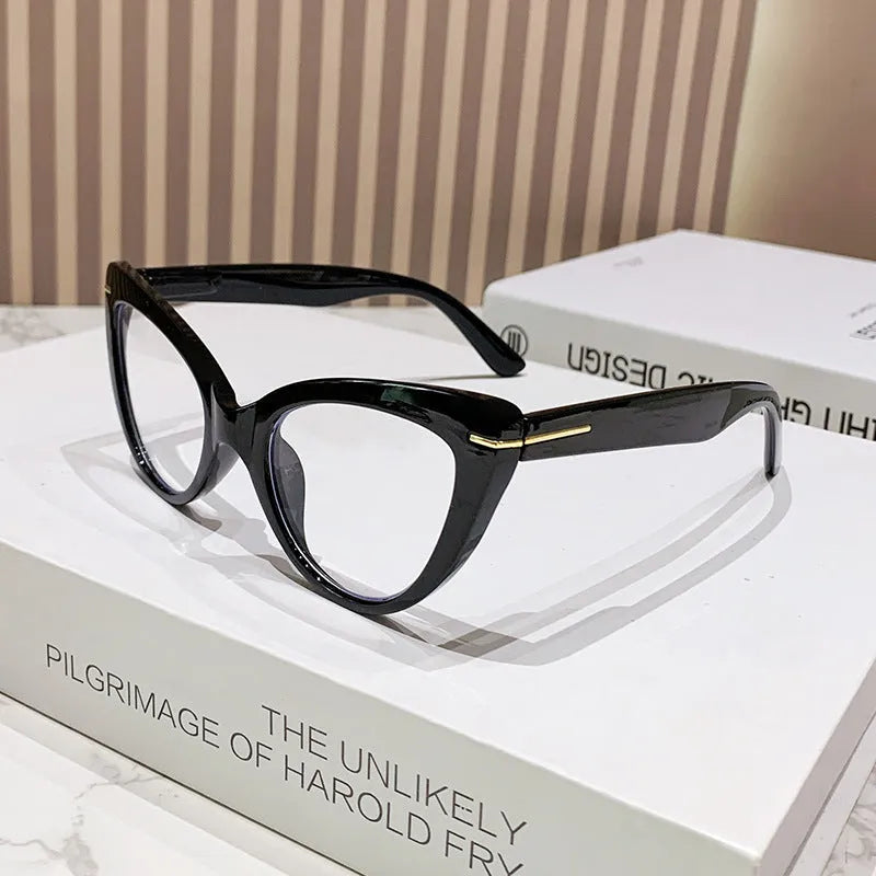 Women's large cat's eye frame reading glasses with decorative dragon and phoenix elements