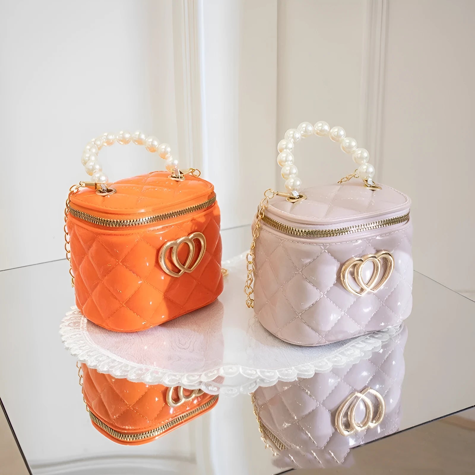 PVC bucket gel bag with heart-shaped pattern in seven colour options for travel and bathroom storage