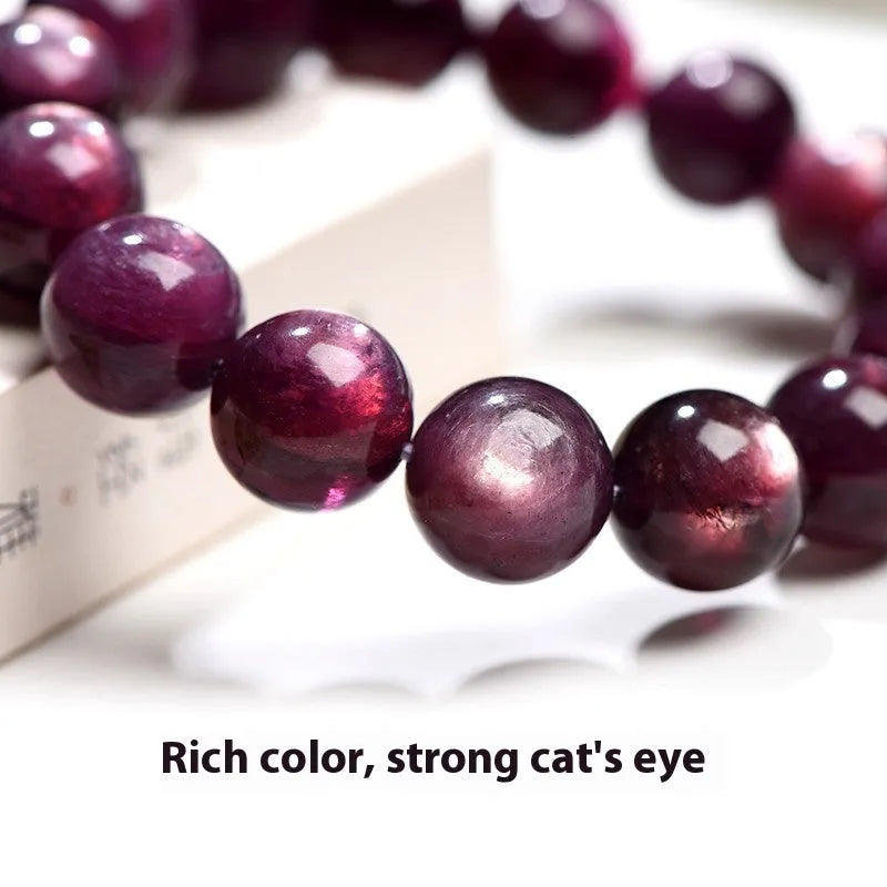 Purple lepidolite crystal bracelet with round polished beads in natural gemstone colours