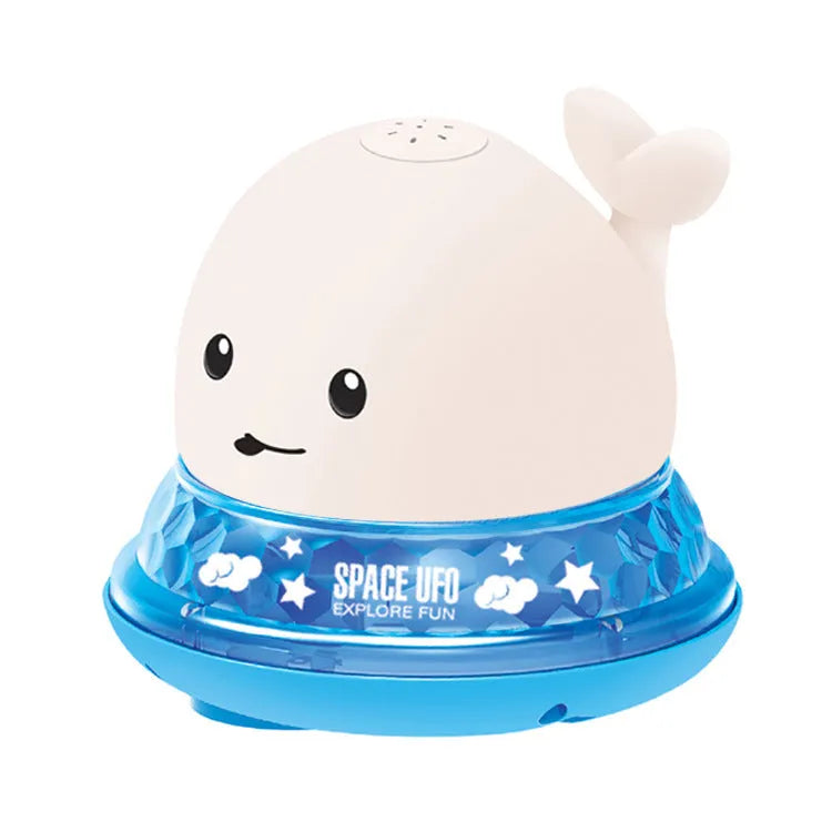 Automatic electric whale bath toy spraying water with flashing coloured lights
