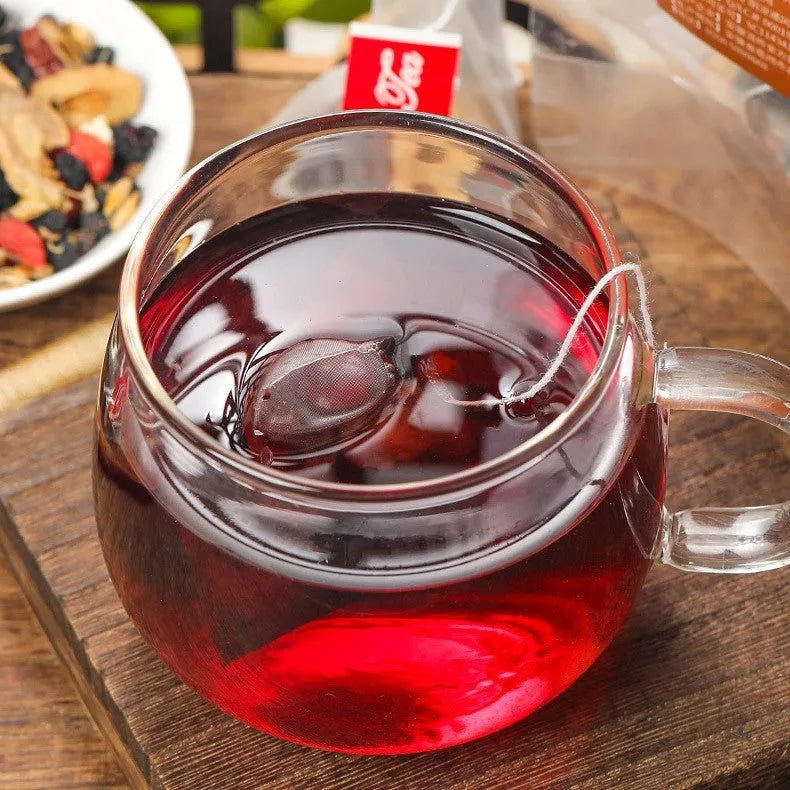 Ginseng Mulberry Black Wolfberry Tea package with 40 individual sachets, total weight 200g.