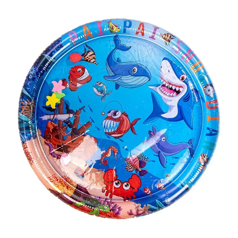 Inflatable PVC water cooling mattress for pets in dolphin or shark design.