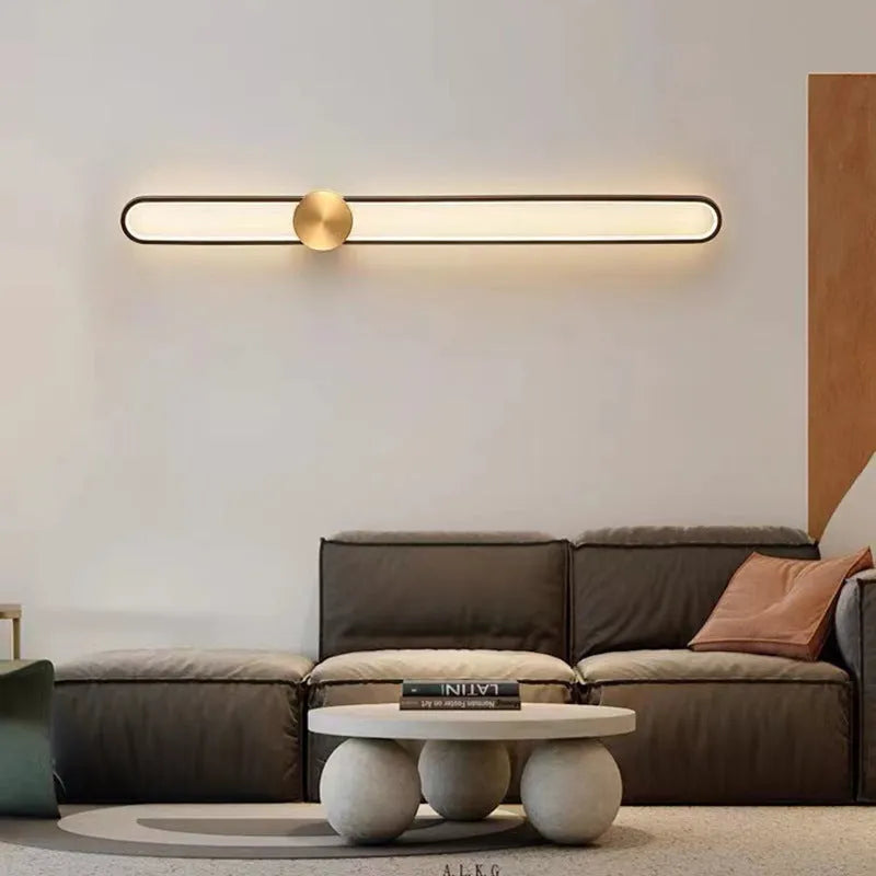 Modern minimalist round wall lamp with iron shade in 60cm diameter for contemporary living room lighting