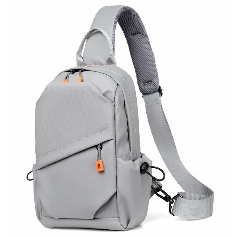 Men's black polyester crossbody bag with simple design and waterproof features