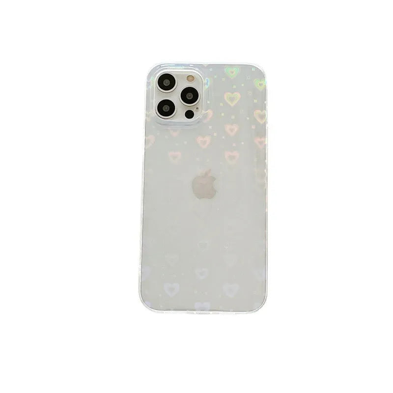 Transparent silicone iPhone case with laser colourful love design for multiple iPhone models