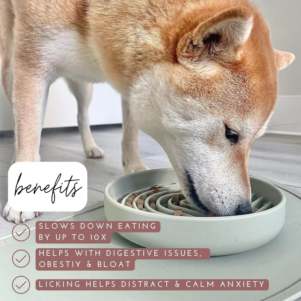 Silicone slow feeder dog bowl with ridges, functioning as a lick mat, in charcoal ash colour.