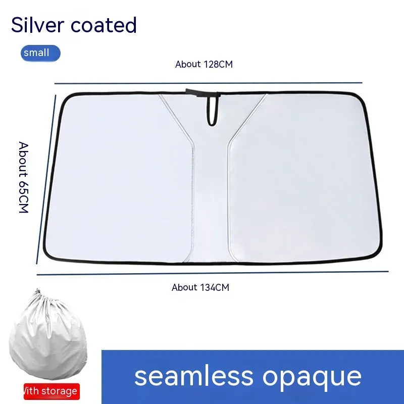 Car front windscreen sun shield with titanium silver reflective coating on NC fabric