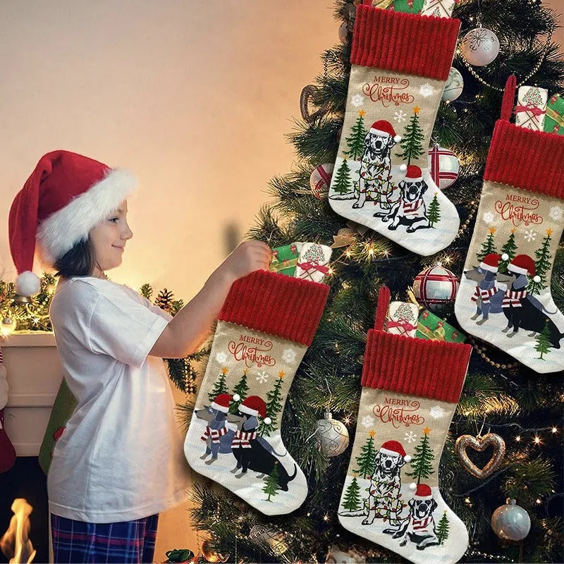 Cloth Christmas pendant with pet socks design measuring 46 by 28 centimetres