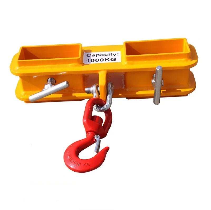 MK 500kg capacity rotatable forklift crane hook with safety locking device, made from iron.