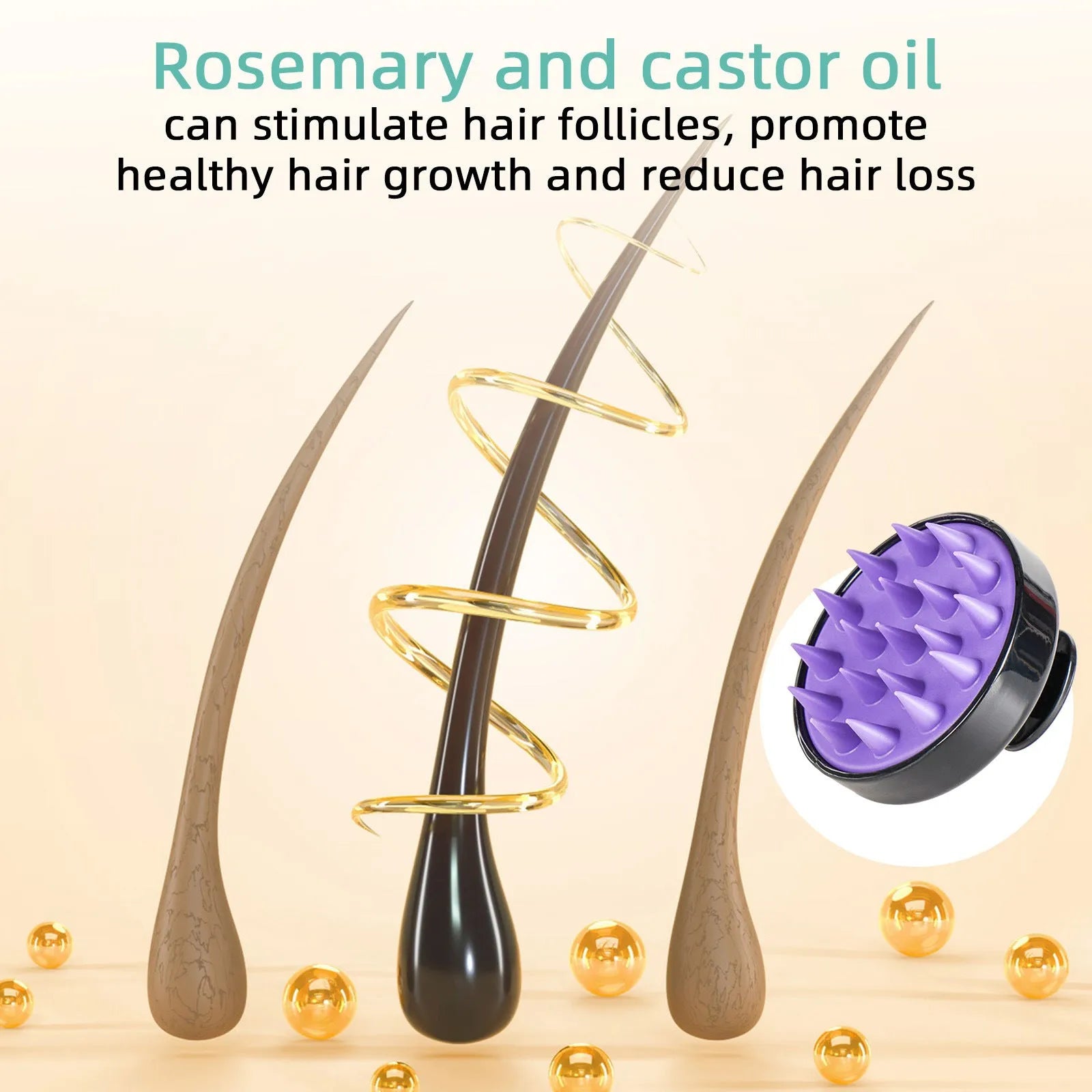 118ml bright yellow hair treatment oil with scalp massage brush for dense long hair