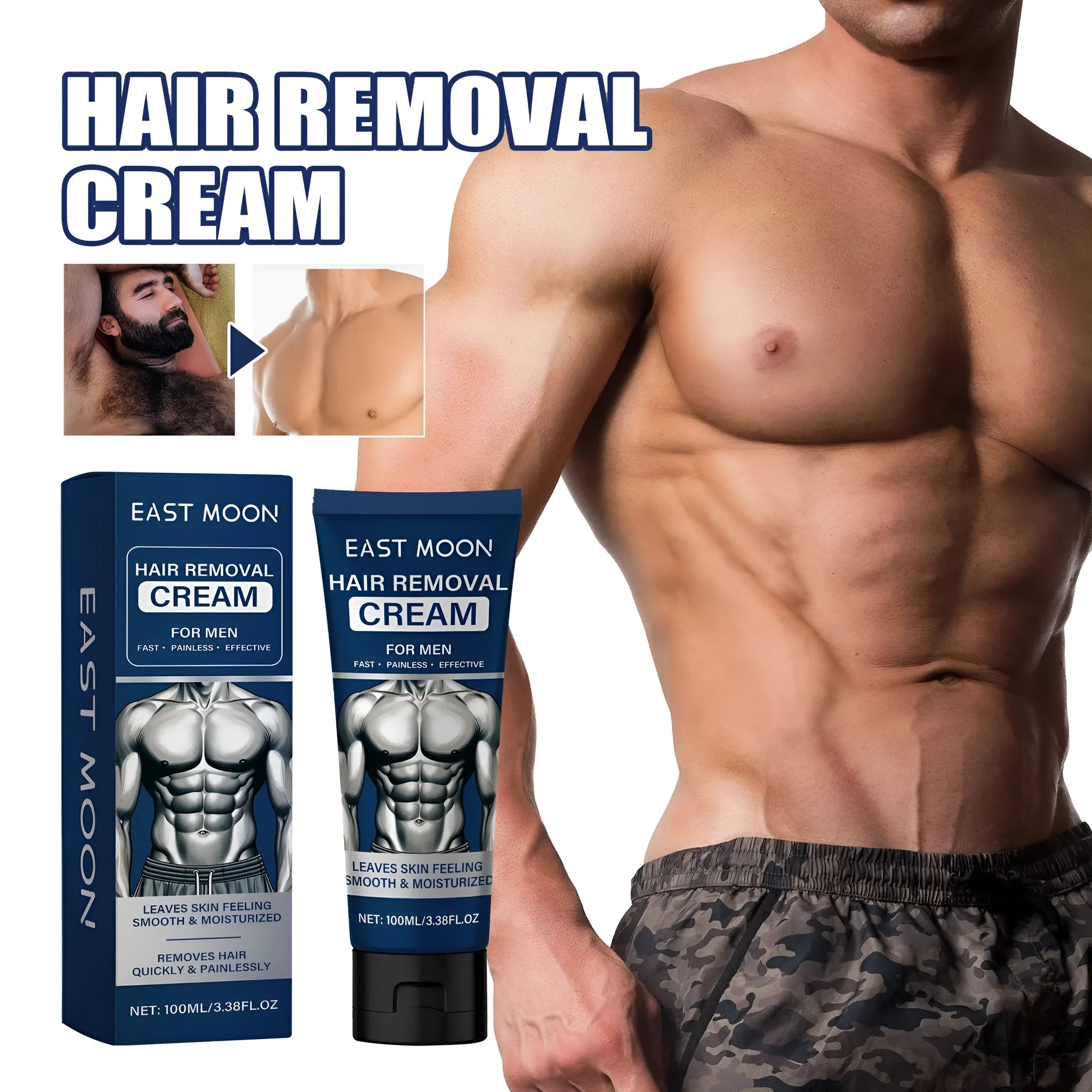 Men's hair removal cream 100ml tube for beard armpit hand and leg depilatory use