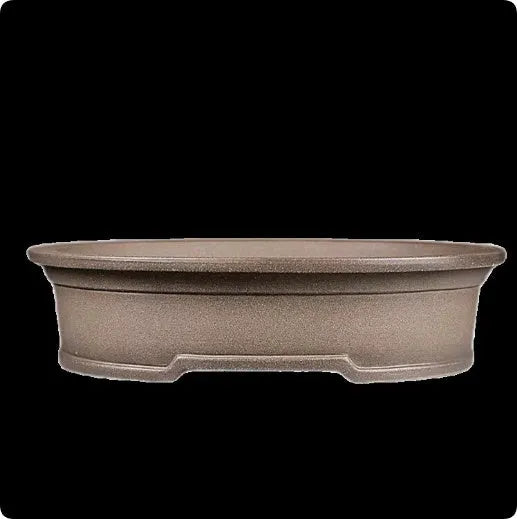 Handmade antique oval purple sand bonsai pot for succulents, dimensions 25x21x6.3 cm.