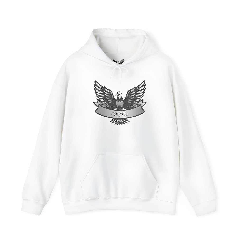 Cotton blend pullover hoodie in solid colour with hood and long sleeves
