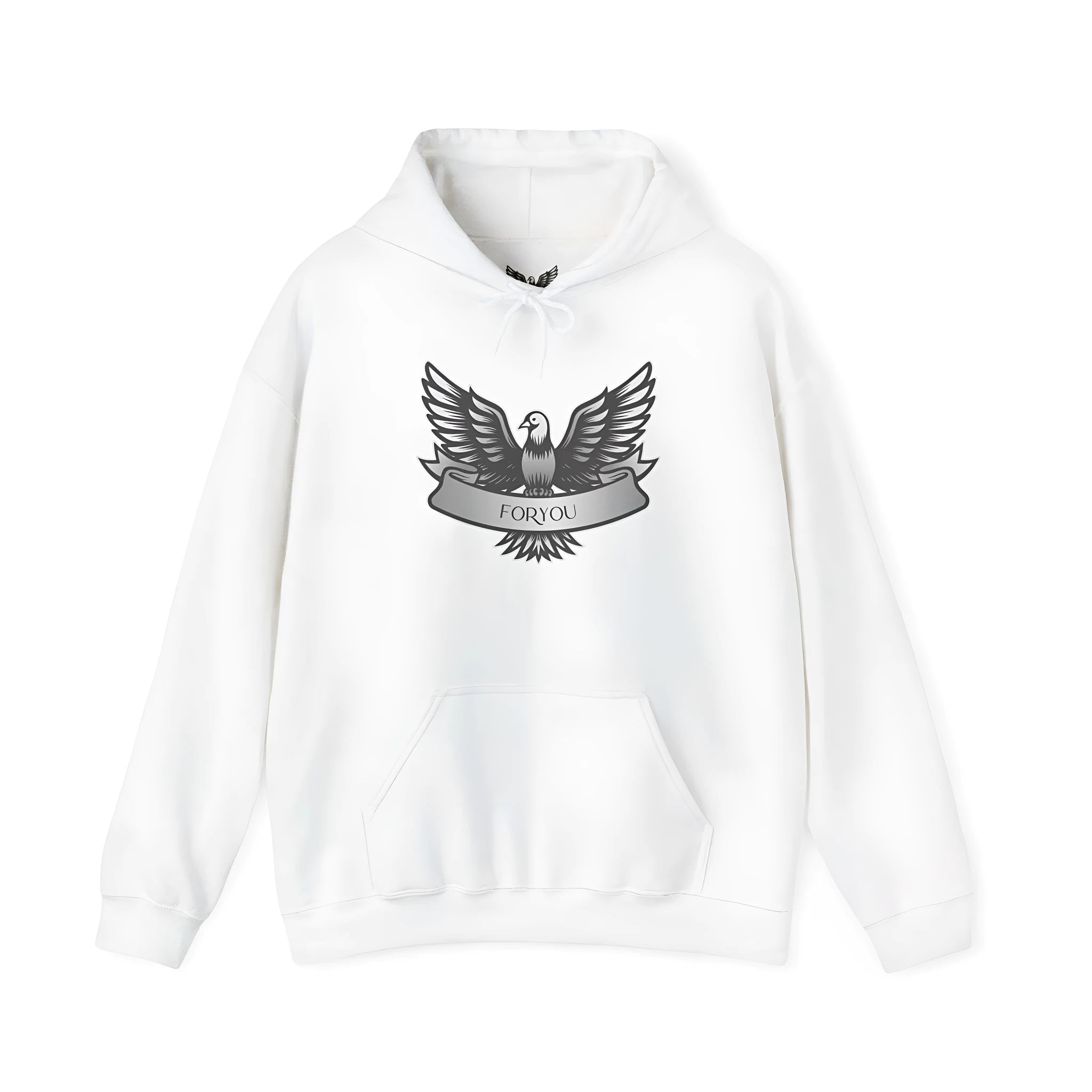 Cotton blend pullover hoodie in solid colour with hood and long sleeves