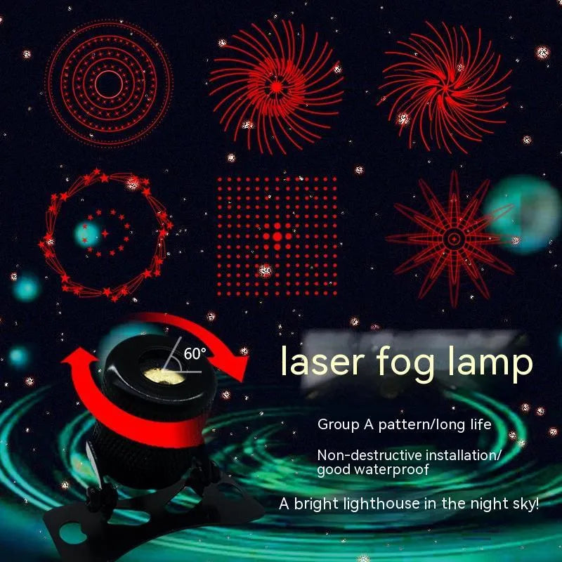 Red laser fog lamp with aluminium housing for car and motorcycle anti-collision safety.