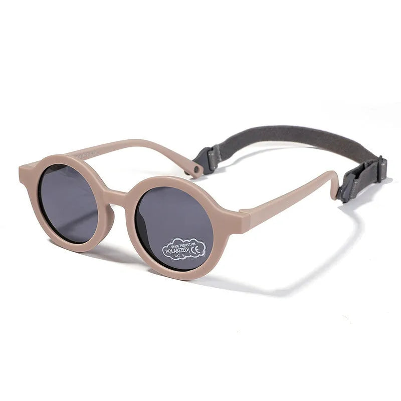 Children's round frame silicone sunglasses with UV400 protection for 0-3 year olds in multiple colour options