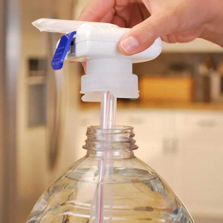 Blue and white electric pumping water device with long straw for beverage transfer