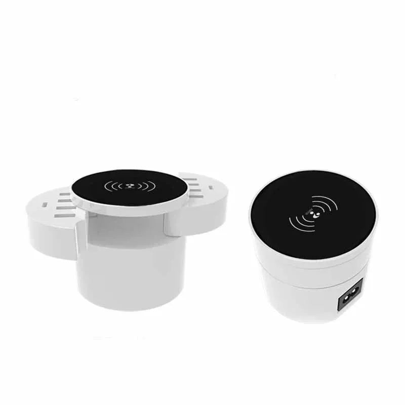 Ceramic white multi-port wireless circular charger with 8A output and international plug compatibility