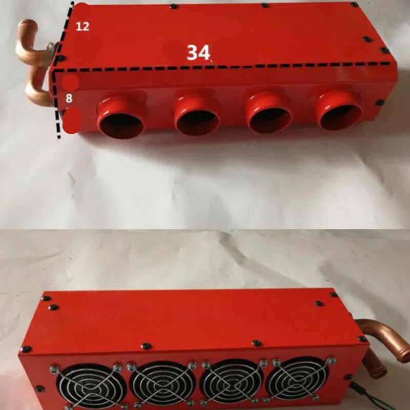Metal auxiliary car heater with copper pipe connections for 12V 24V vehicle heating systems