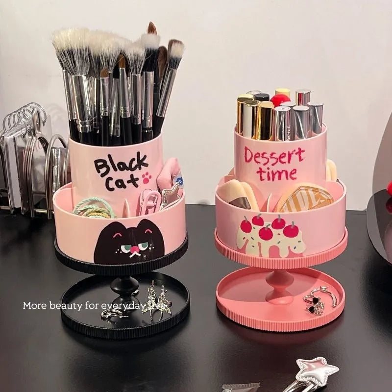 Japanese style ABS plastic cosmetic brush barrel with rotating lid in beige colour