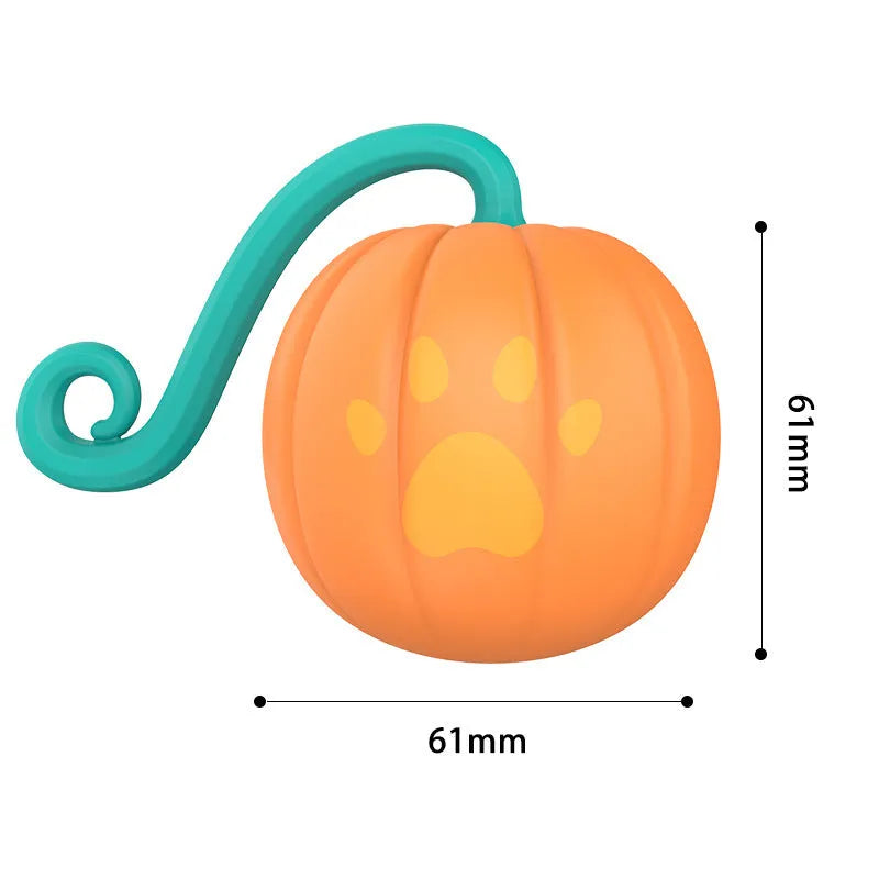 Electric cat toy ball with LED lights in watermelon or pumpkin design