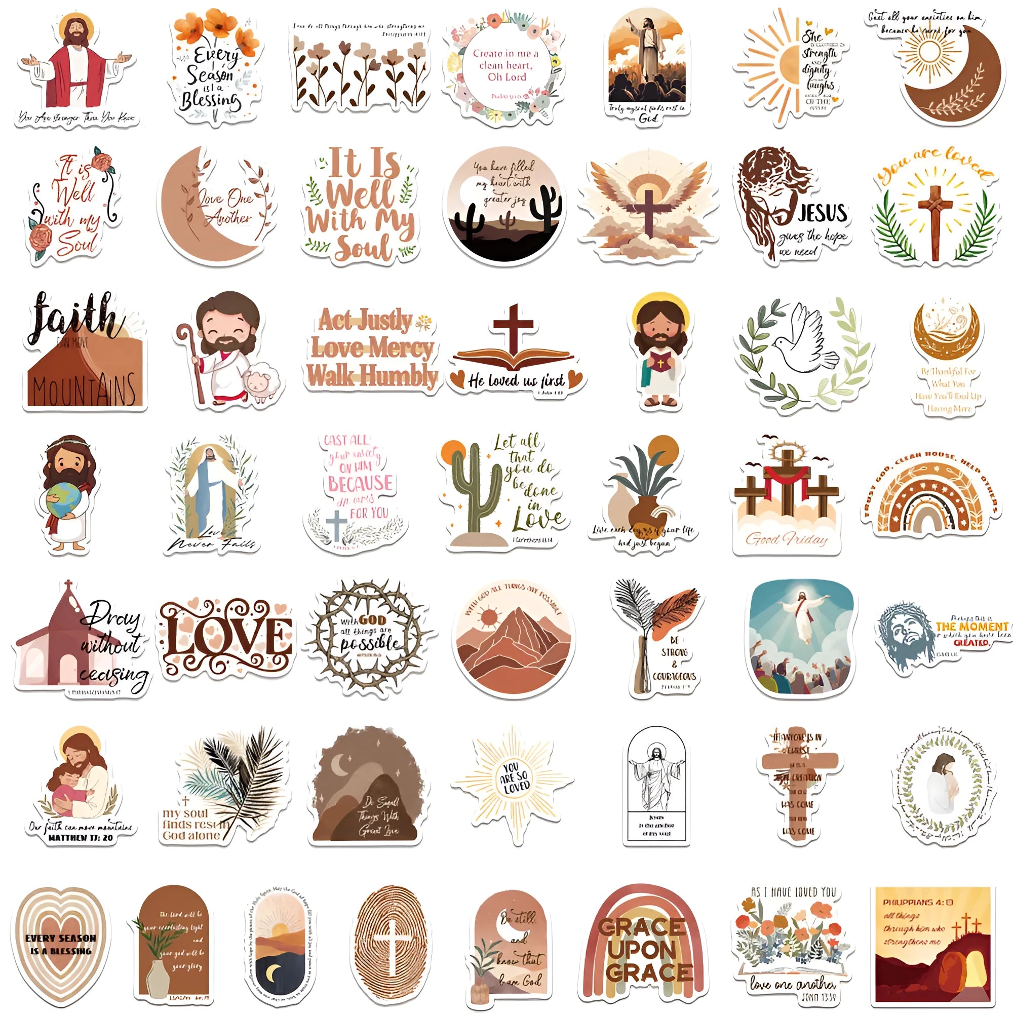 Pack of 50 random pattern graffiti stickers for wall and window decoration.