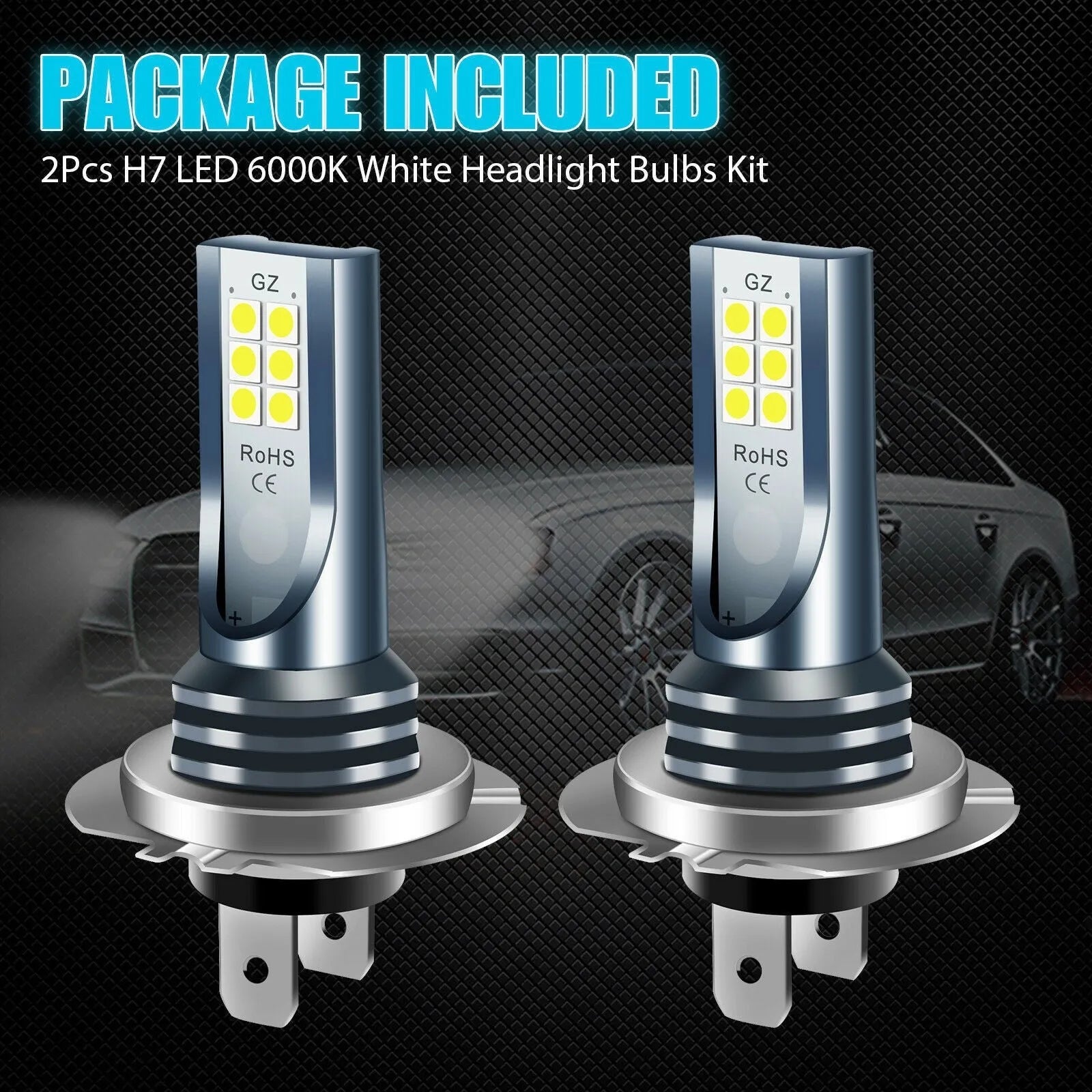 Universal H7 9005 LED car headlight fog lamp bulb with aluminium housing