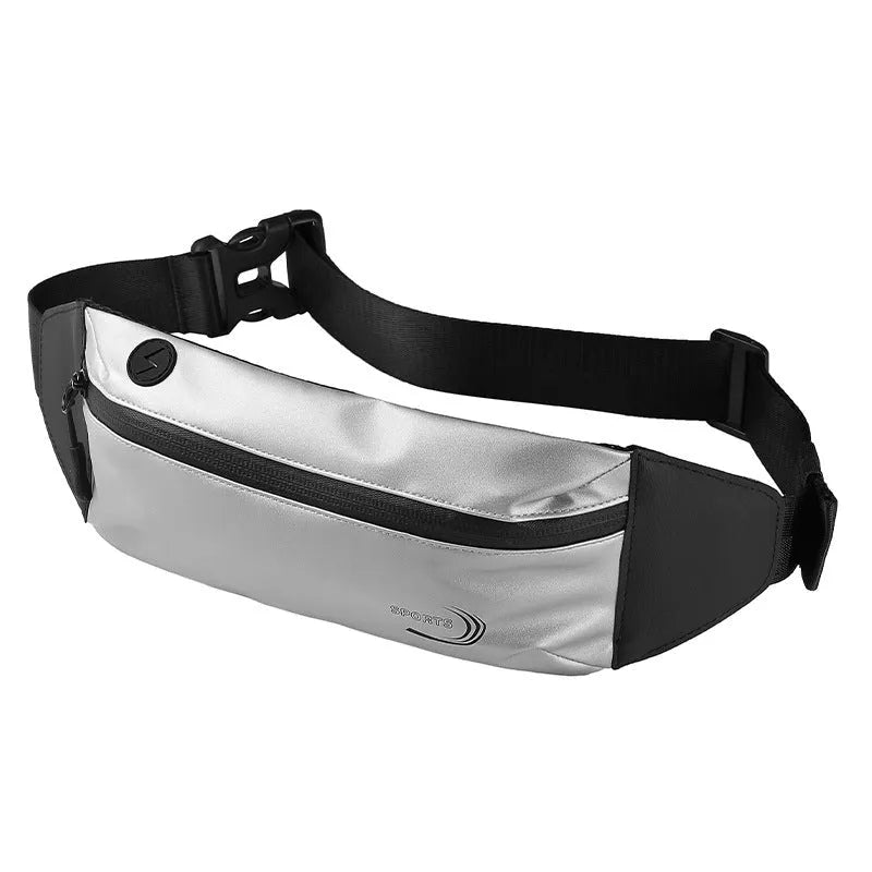Men's blue waterproof waist bag made from Oxford polyester fabric for sports activities
