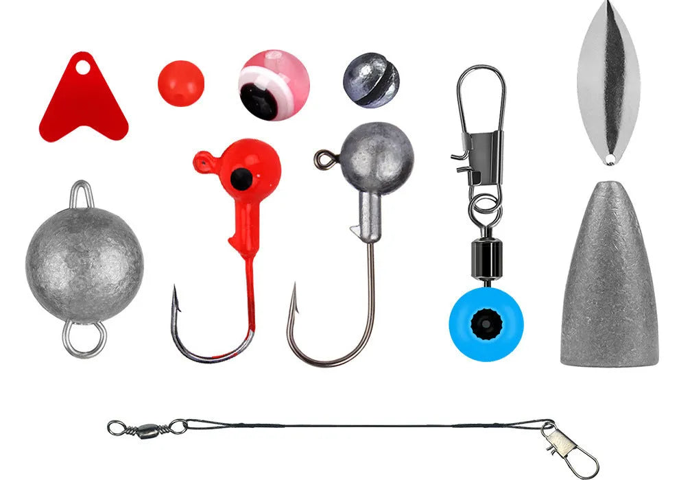 Weihe 257-piece fishing lure and hook accessory kit in ABS storage box for Texas, sea, and rock fishing.