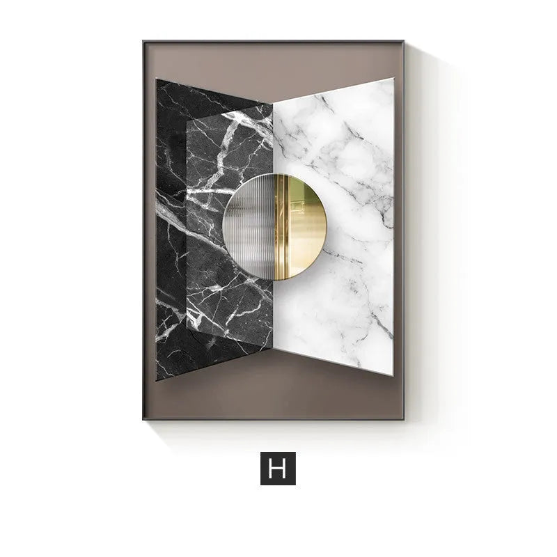 Abstract geometric pattern printed on canvas wall poster in multiple size options