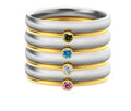 December colour birthstone titanium steel ring with geometric shape and superimposed engraving on band.