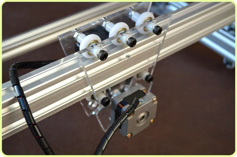 Miniature desktop laser engraving machine for marking and lettering with a 400mm x 300mm base plate.