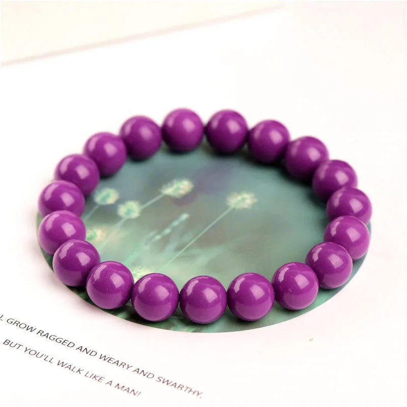 Jiuya purple mica crystal bracelet with polished beads in three size options