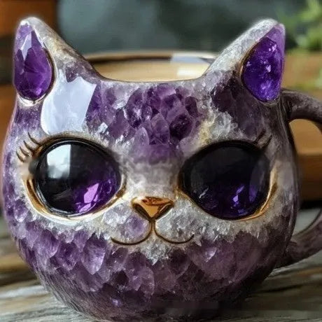 Decorative geode mug in resin with crystal interior effect, shown in one of four colours.
