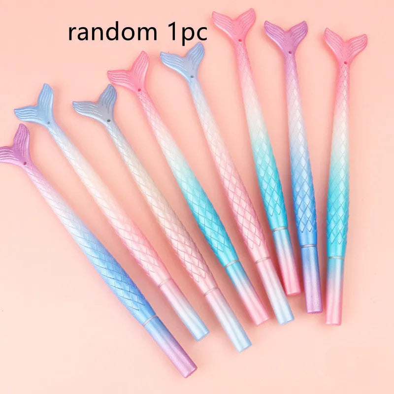 Mermaid-themed 0.38mm fine-tip gel pen with cartoon design and plastic shell