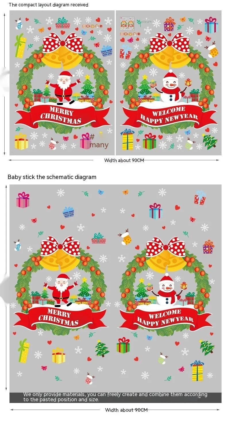 Two large colourful cartoon pattern static cling wall stickers for glass windows, each 60cm by 45cm.
