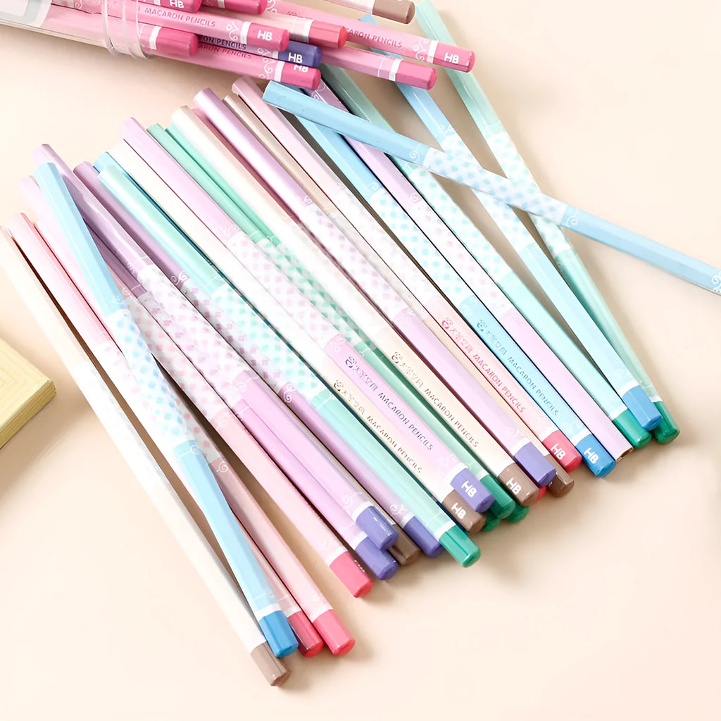 Barrel of 50 natural basswood hexagonal pencils with HB graphite leads for writing and drawing.