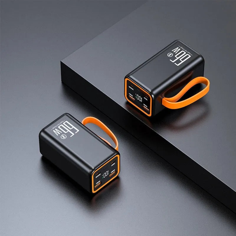 Black and white PD66W fast charge 20000 MA portable power bank showing creative design
