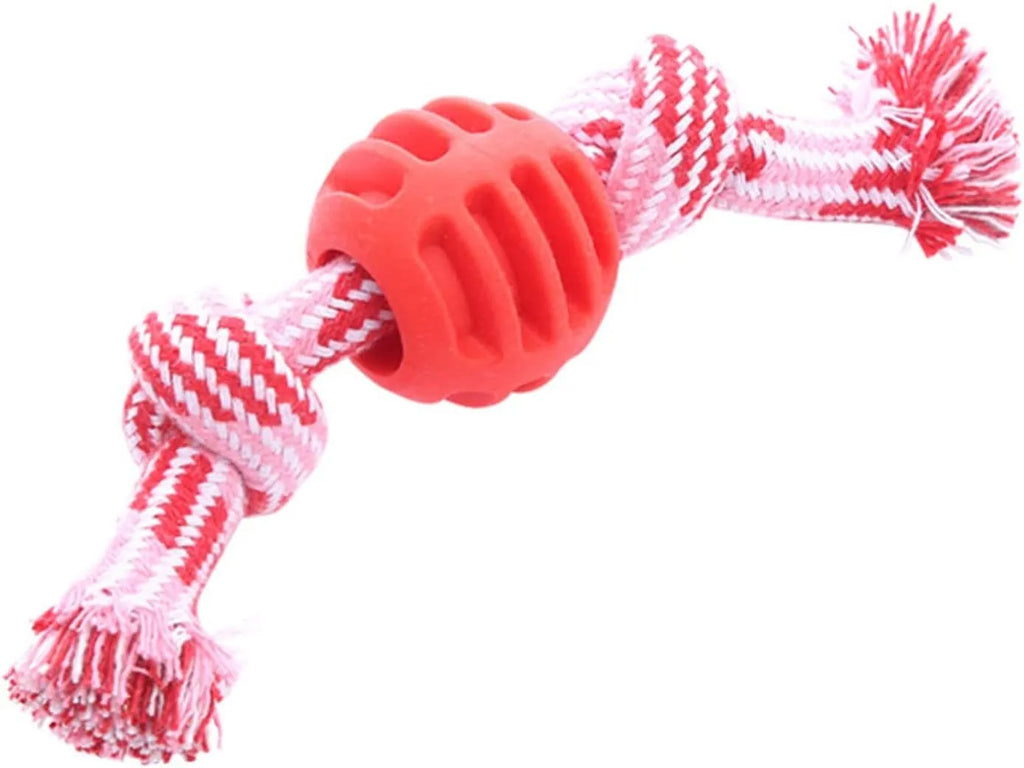 Blue dog chew toy with molar cleaning texture and integrated rope sections for dental health support
