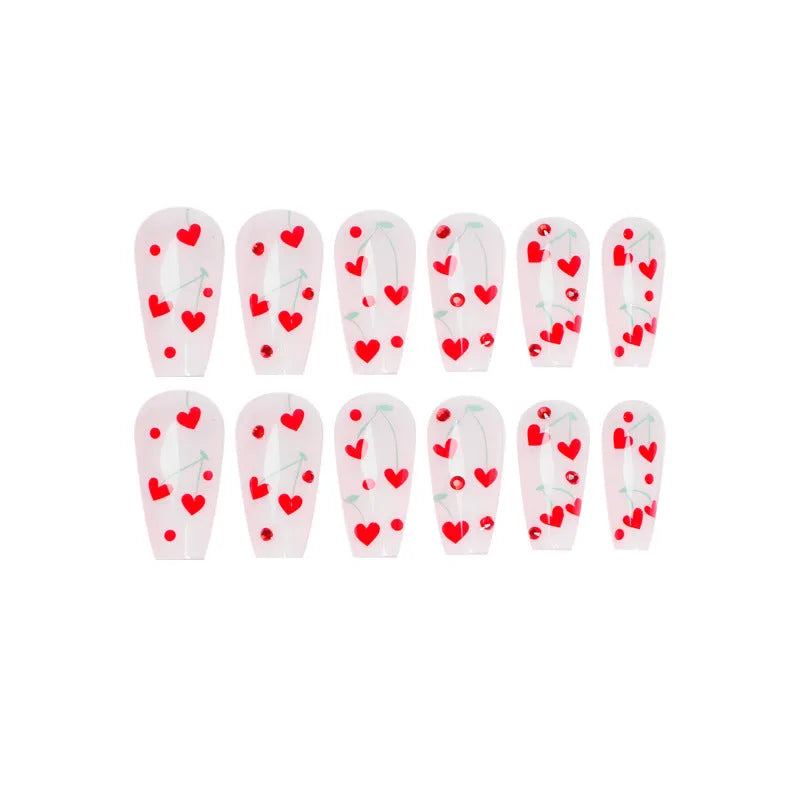 Japanese nail art decorative stickers with cherry blossom patterns and red diamond designs